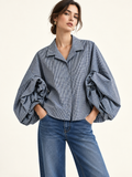 Camicia Vichy con Maniche Arricciate