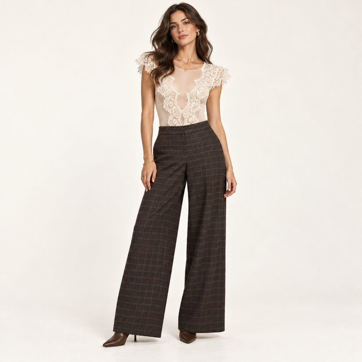 Pantalone Arizona a Palazzo Vita Alta con Fantasia a Quadri