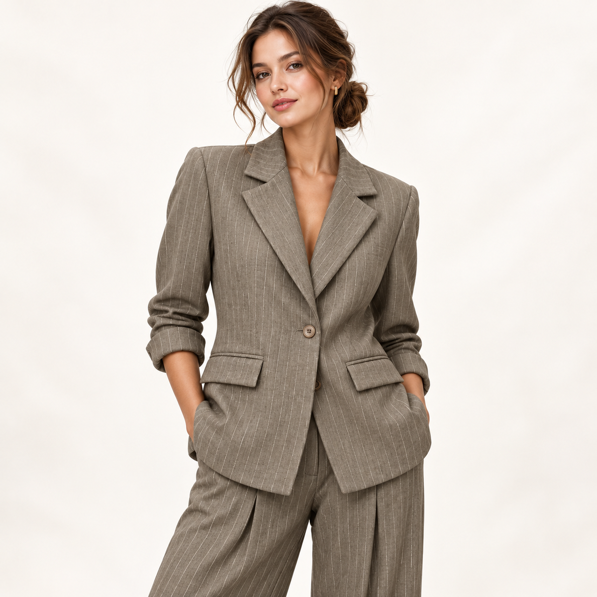 Giacca Freja Gessato con Revers e Tasche
