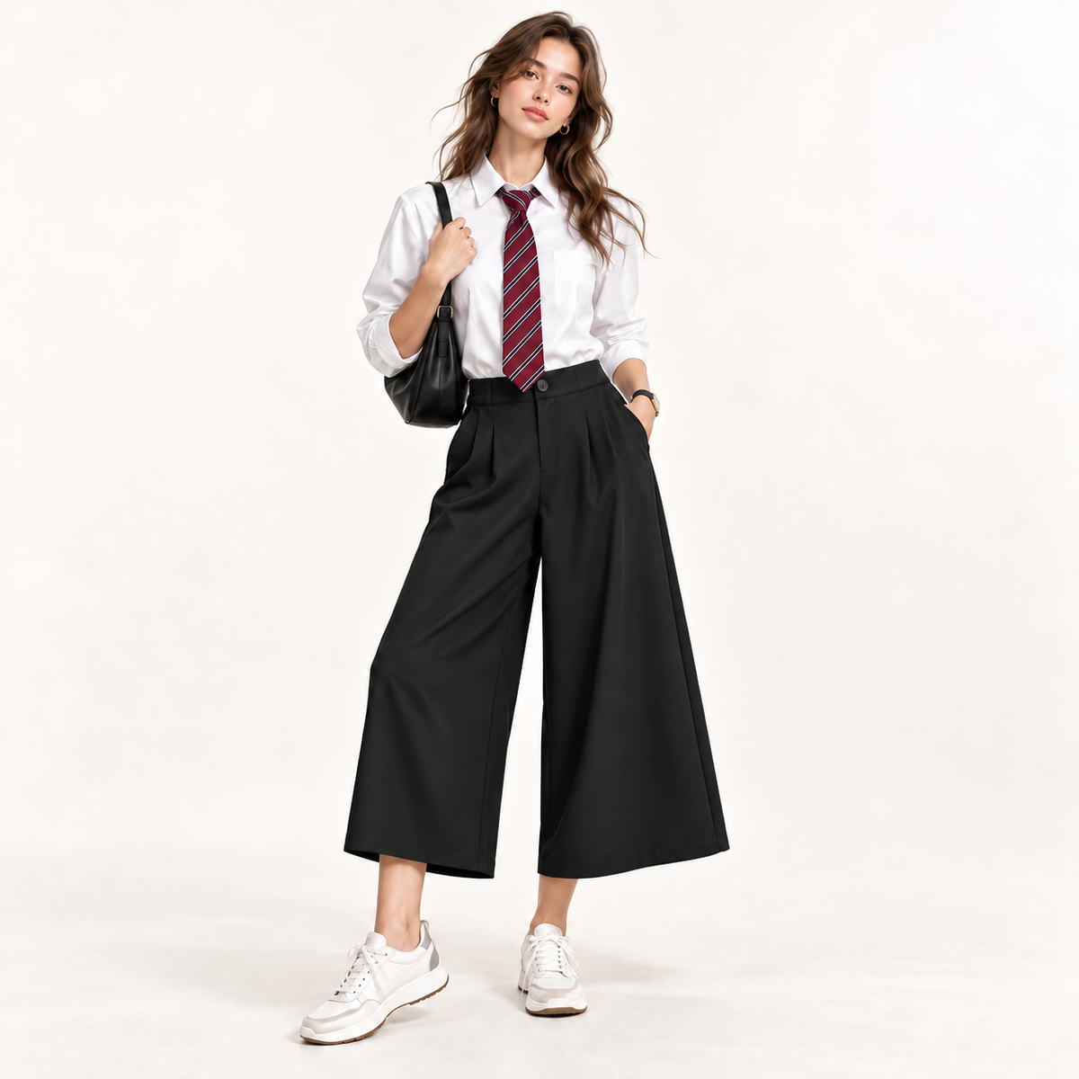 Camicia Sierra con Cravatta a Righe e Maniche Lunghe