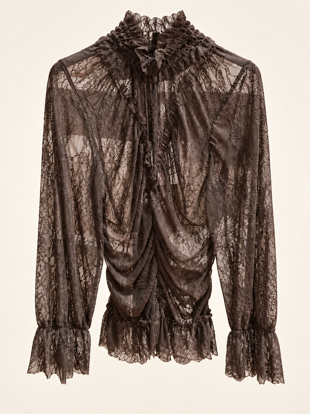 Blusa in Pizzo Vittoria con Rouches