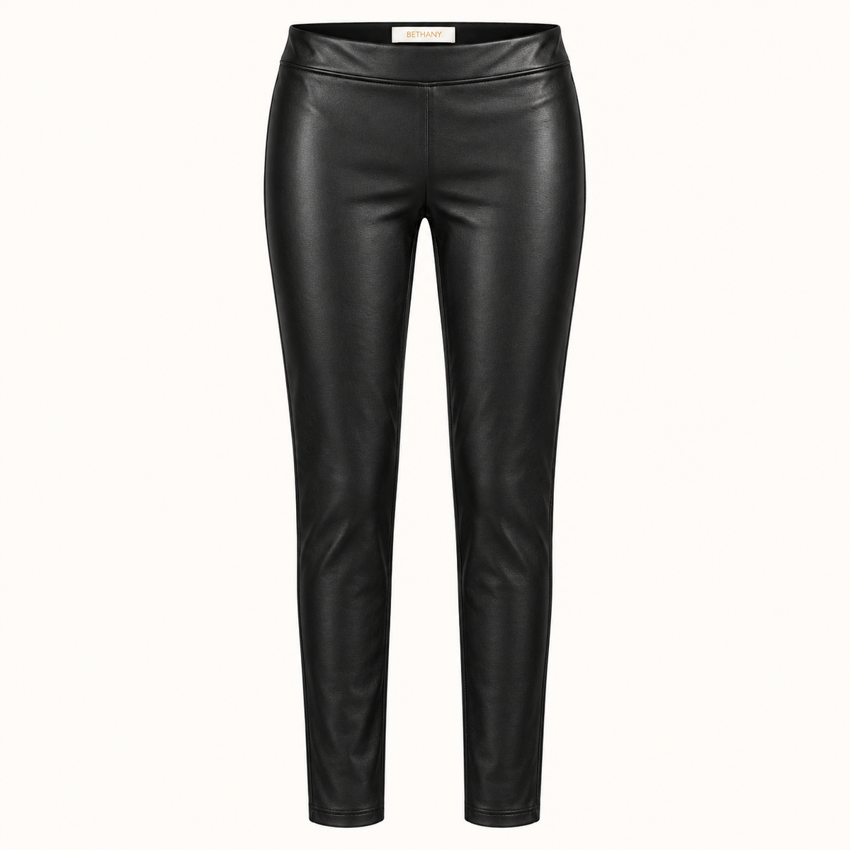 Leggings Nadia Skinny in Ecopelle Nera a Vita Alta