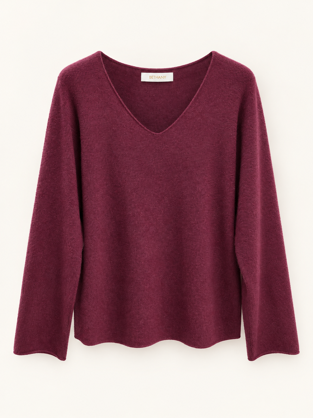Maglia Sienna  in Maglia Morbida con Scollo a V e Maniche Lunghe