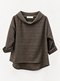 Blusa Madison Elegante con Collo Morbido e Maniche Risvoltate
