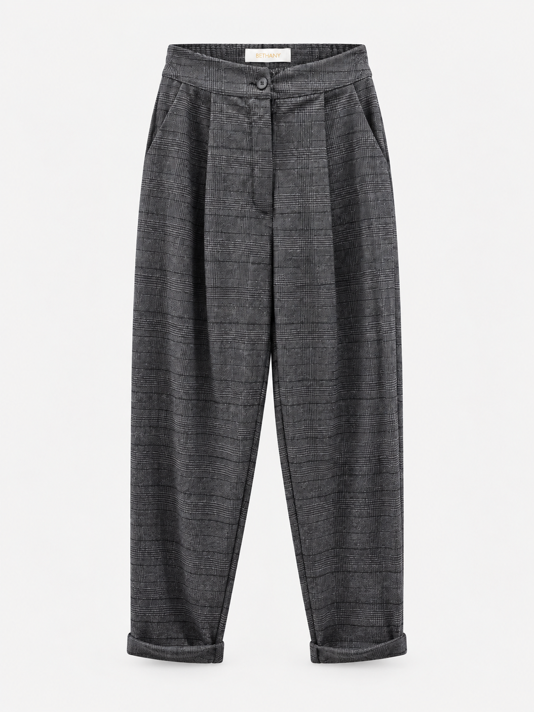 Pantalone Alma Elegante a Vita Alta con Pinces e Risvolto – Vestibilità Morbida
