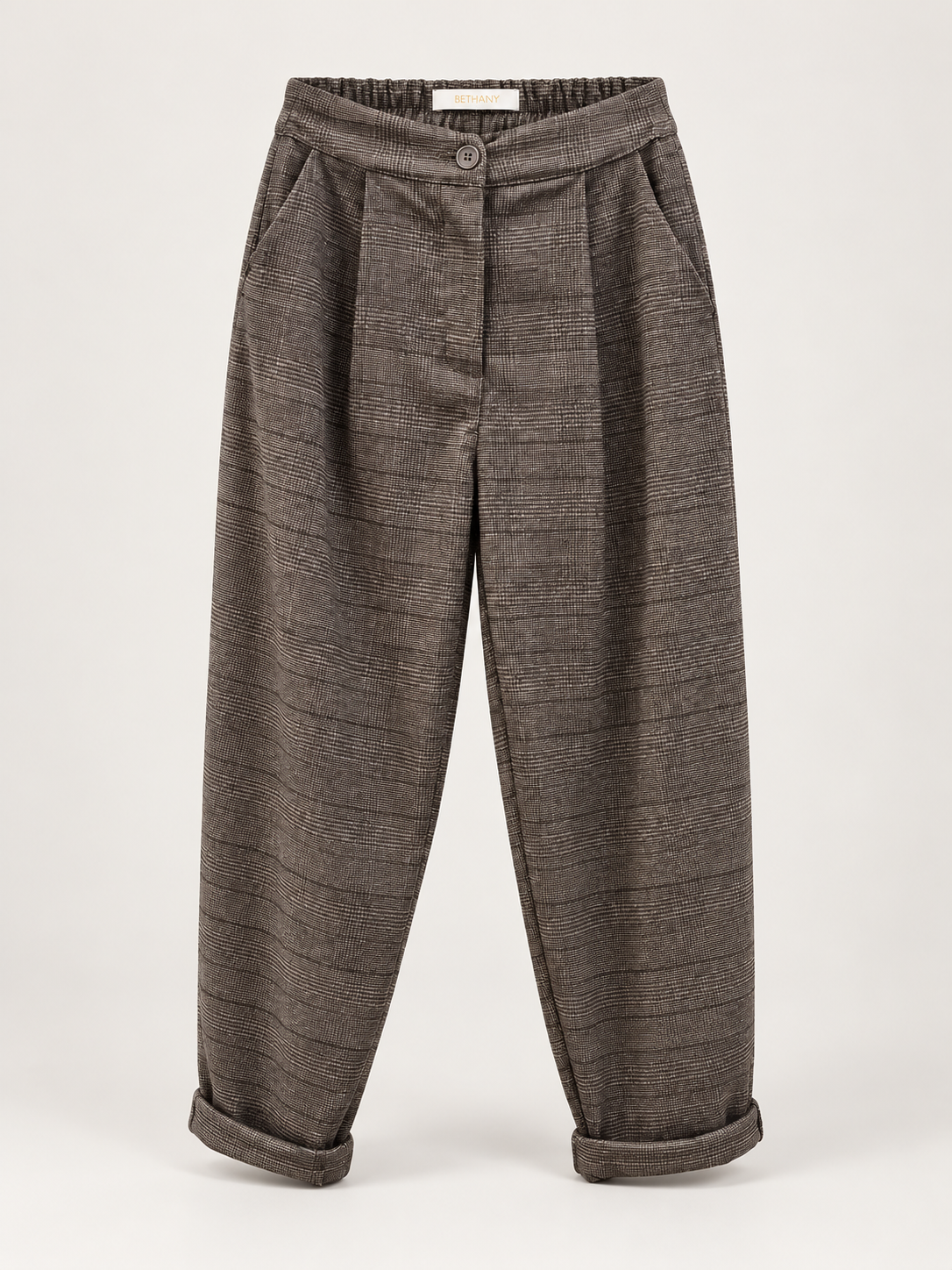 Pantalone Alma Elegante a Vita Alta con Pinces e Risvolto – Vestibilità Morbida