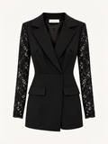Dress Blazer Anastasia Elegante con Maniche in Pizzo Floreale e Taglio Sartoriale
