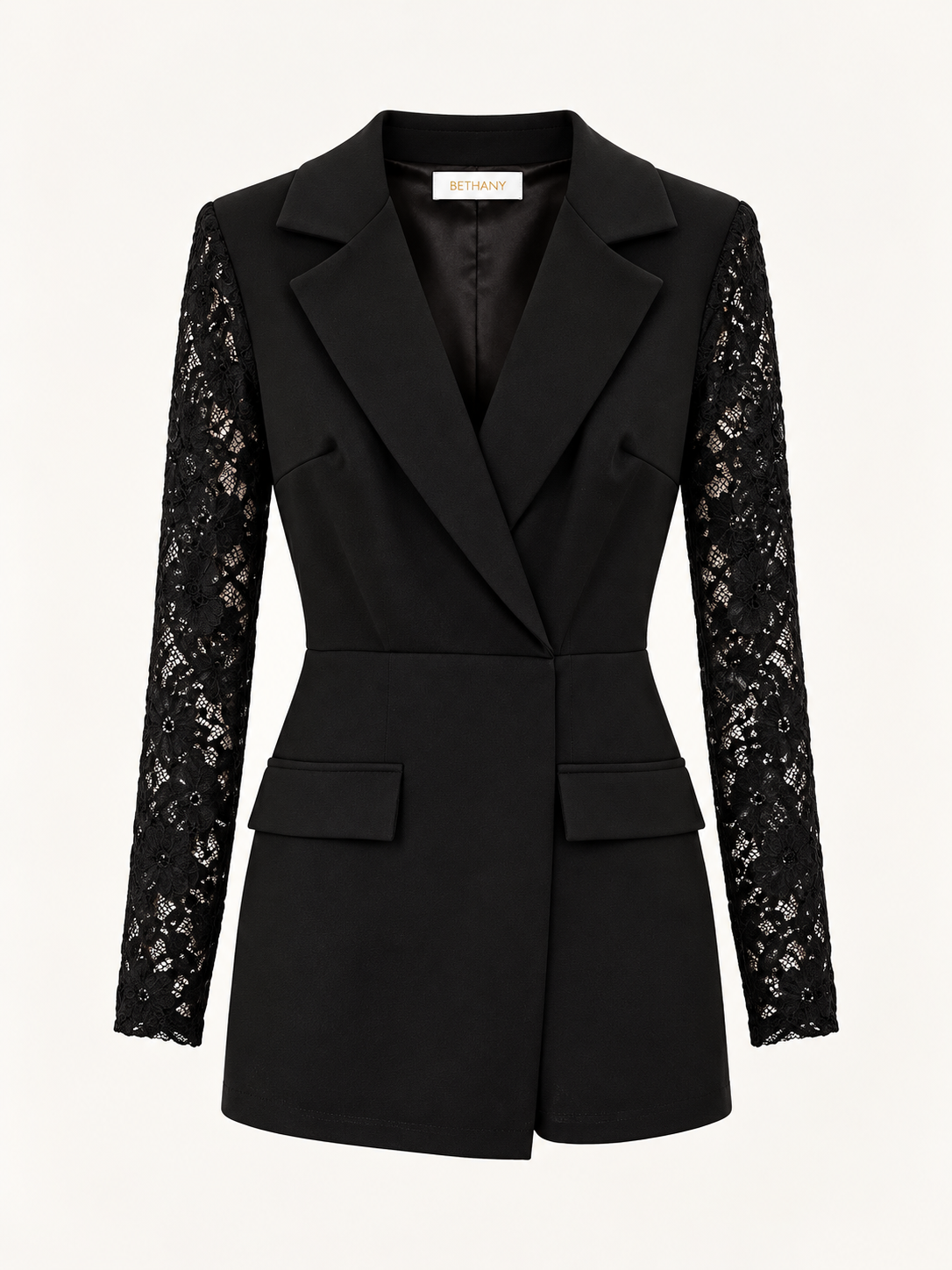 Dress Blazer Anastasia Elegante con Maniche in Pizzo Floreale e Taglio Sartoriale