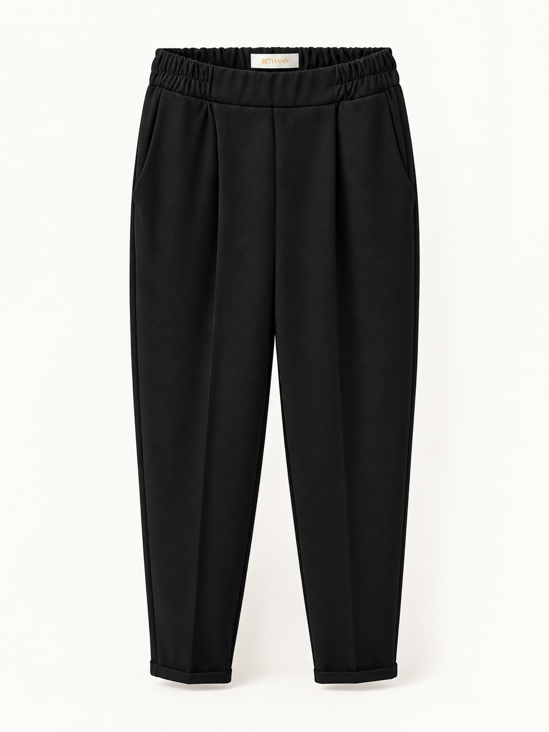 Pantalone Olesia Elegante a Vita Alta con Elastico e Risvolto – Taglio a Sigaretta