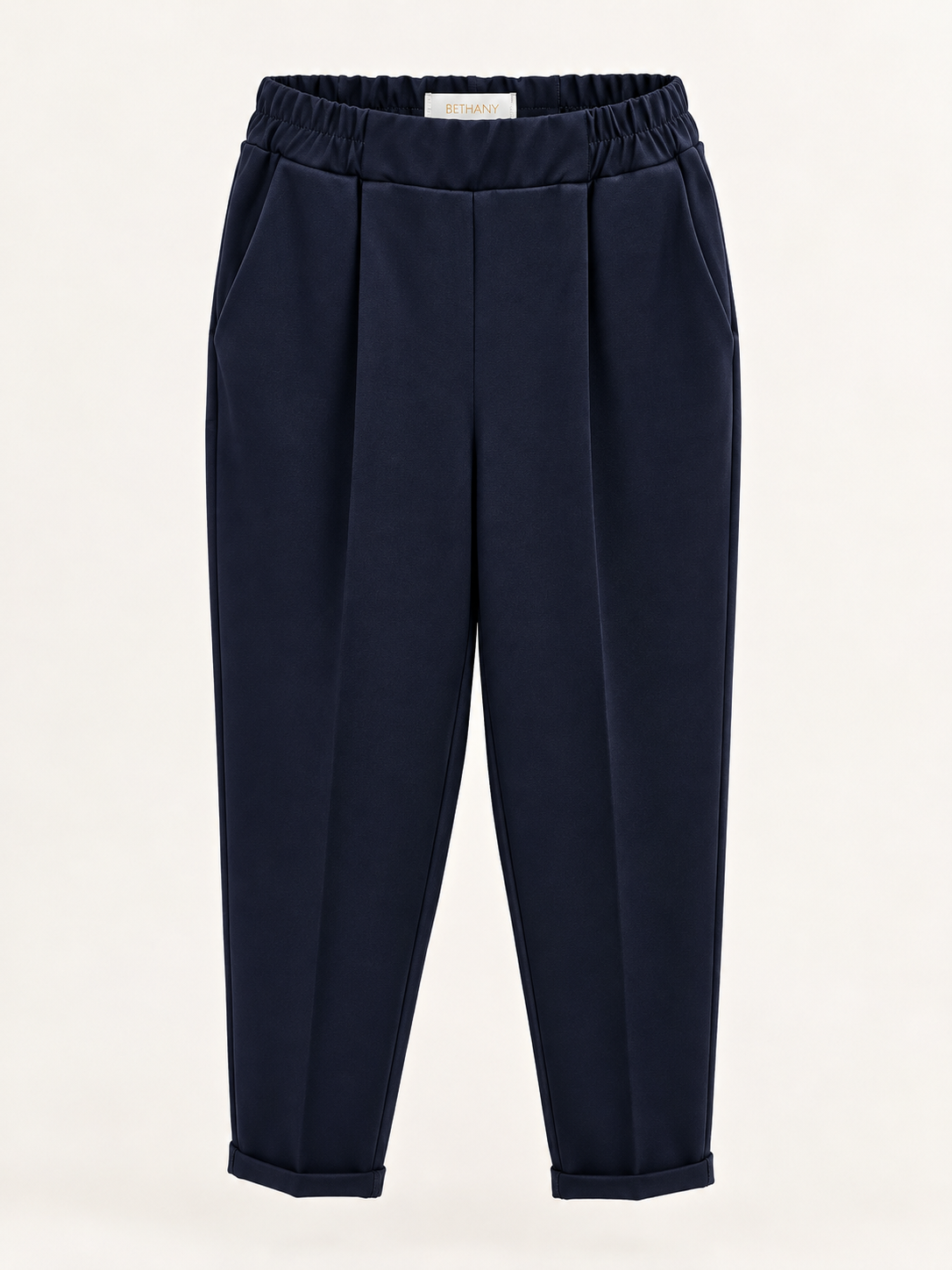 Pantalone Olesia Elegante a Vita Alta con Elastico e Risvolto – Taglio a Sigaretta