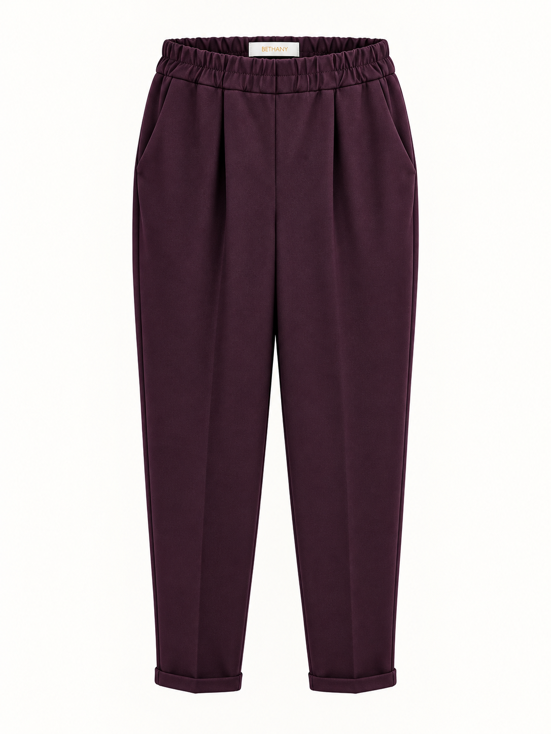 Pantalone Olesia Elegante a Vita Alta con Elastico e Risvolto – Taglio a Sigaretta