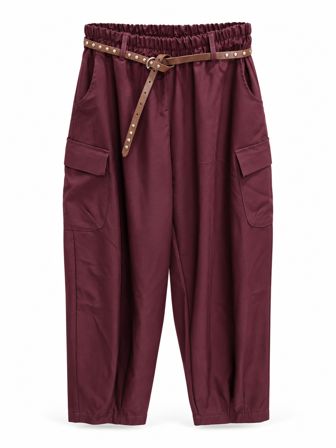 Pantalone Allure Cargo con Cintura Borchiata