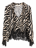 Blusa Ginevra Animalier con Pizzo