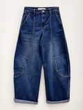 Jeans Barrel Blu Denim Bianca