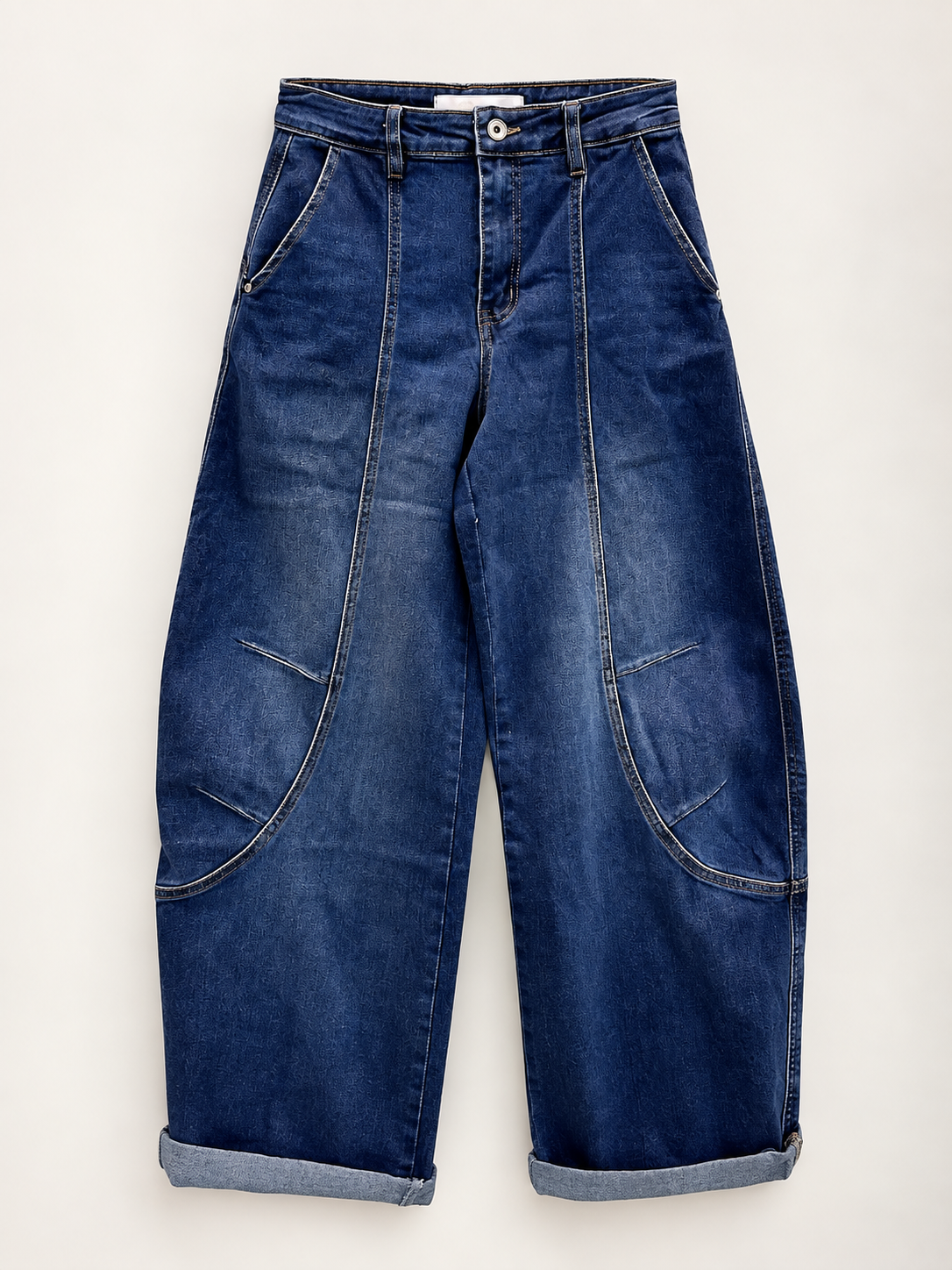 Jeans Barrel Blu Denim Bianca