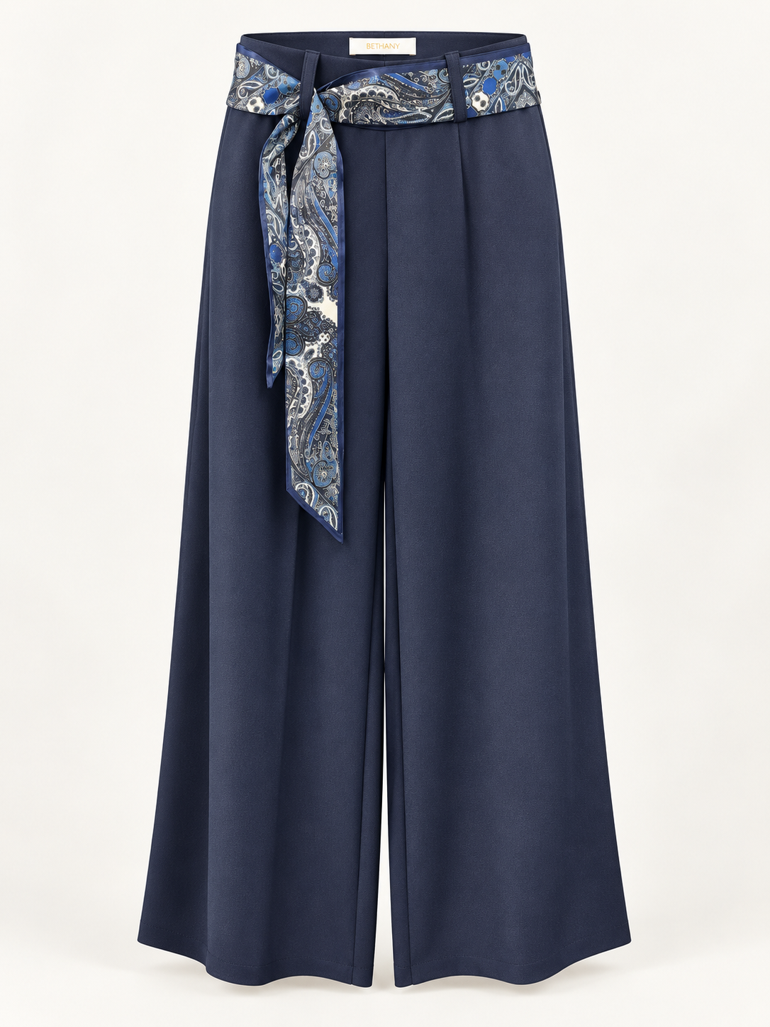 Pantalone Palazzo Asya – con Foulard Fantasia e Risvolto