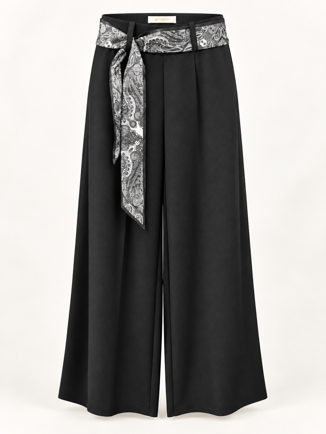 Pantalone Palazzo Asya – con Foulard Fantasia e Risvolto