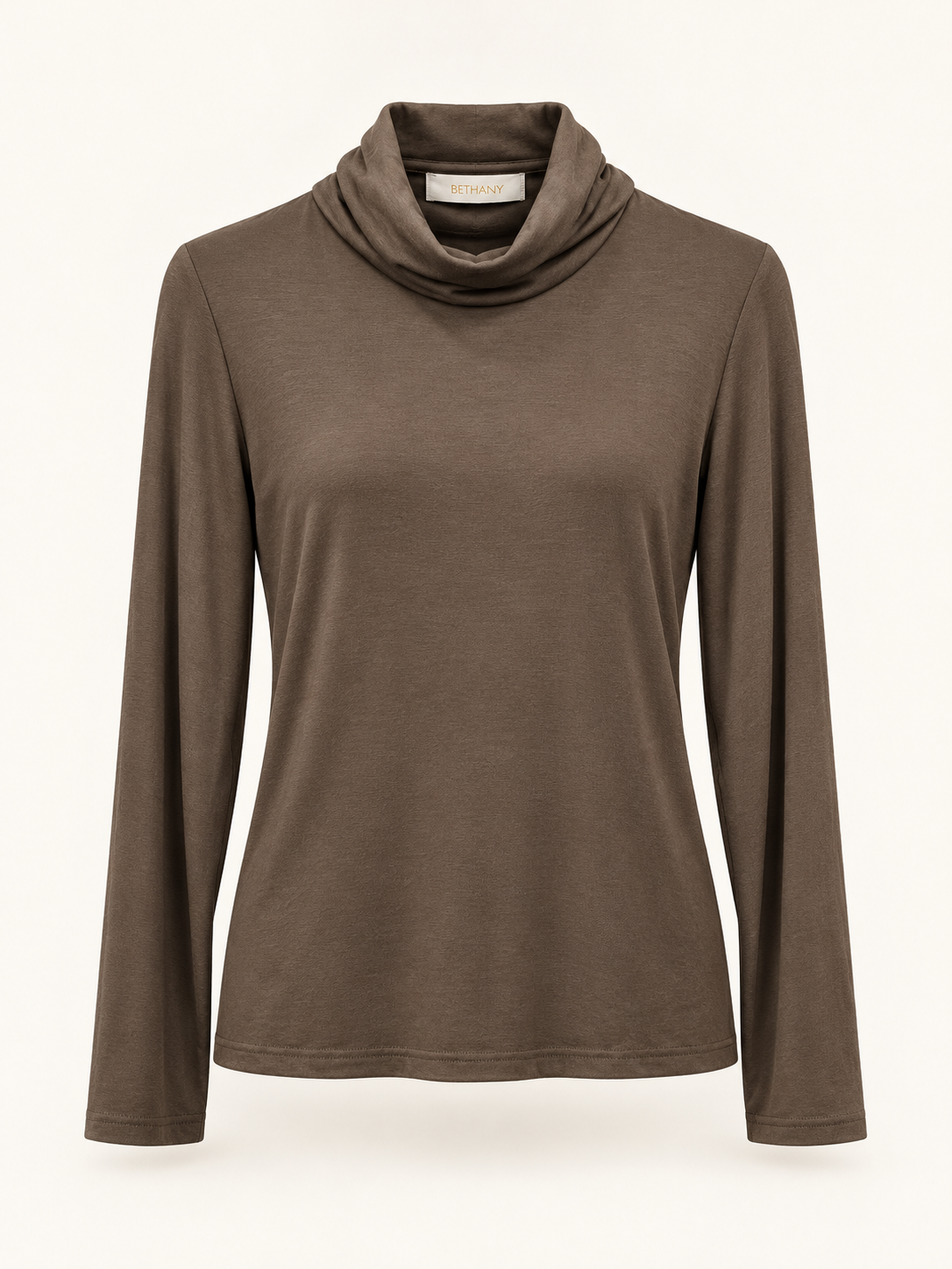 Maglia Rina con Collo Alto Morbido e Maniche Lunghe – Elegante e Casual Chic
