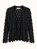 Cardigan Margarita con Lavorazione a Petali 3D e Maniche Lunghe – Elegante e Raffinato