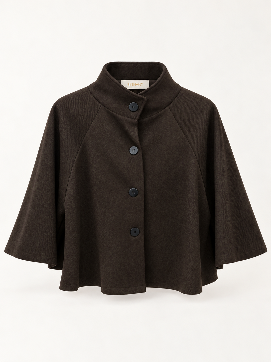 Mantella Lizzie con Fantasia Spigata e Bottoni – Cappa Elegante Casual Chic