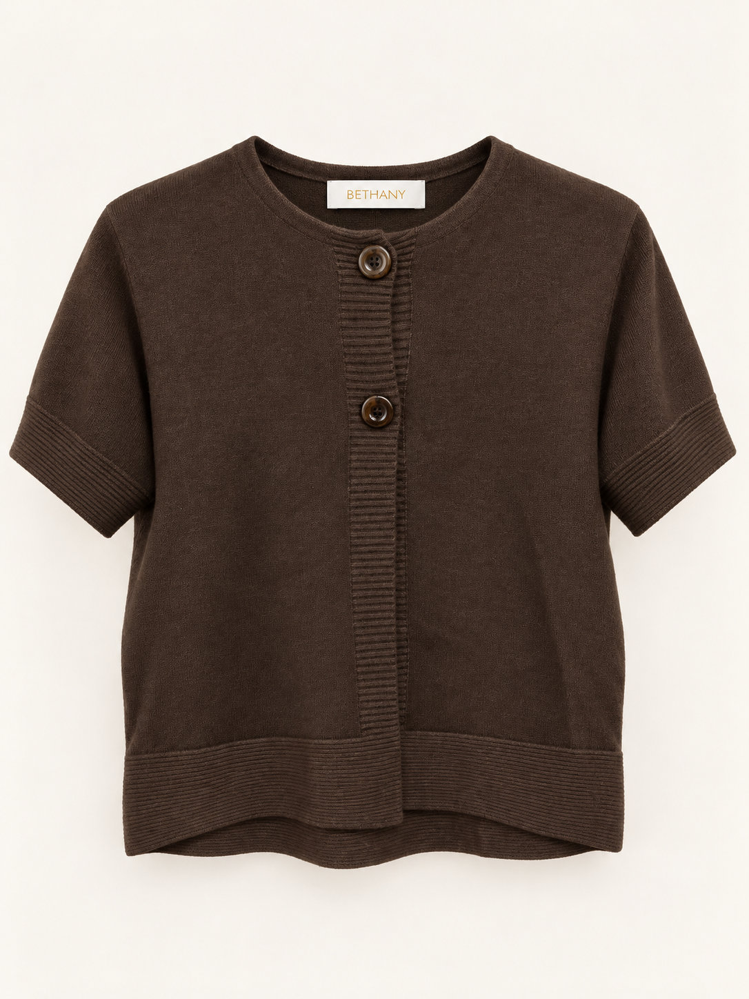 Cardigan Margaret a Maniche Corte con Bottoni e Bordi a Costine – Casual Chic