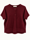 Cardigan Margaret a Maniche Corte con Bottoni e Bordi a Costine – Casual Chic