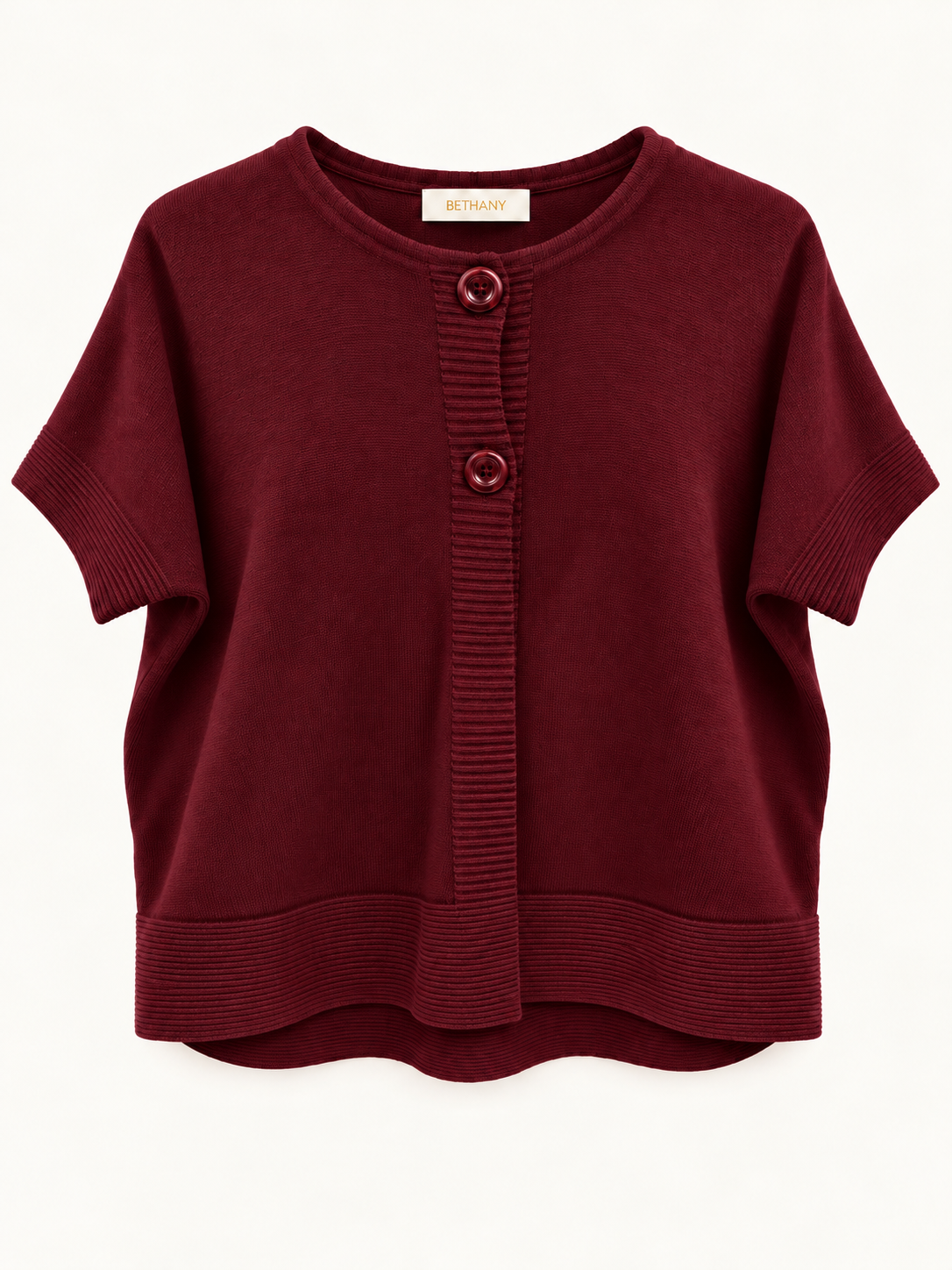 Cardigan Margaret a Maniche Corte con Bottoni e Bordi a Costine – Casual Chic