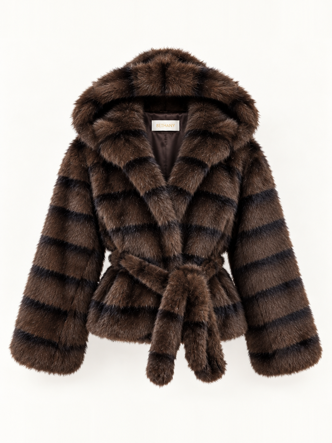 Visone Eco-Fur Coco con Cintura in Vita