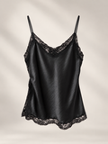 Top Noemi in raso con pizzo e spalline sottili