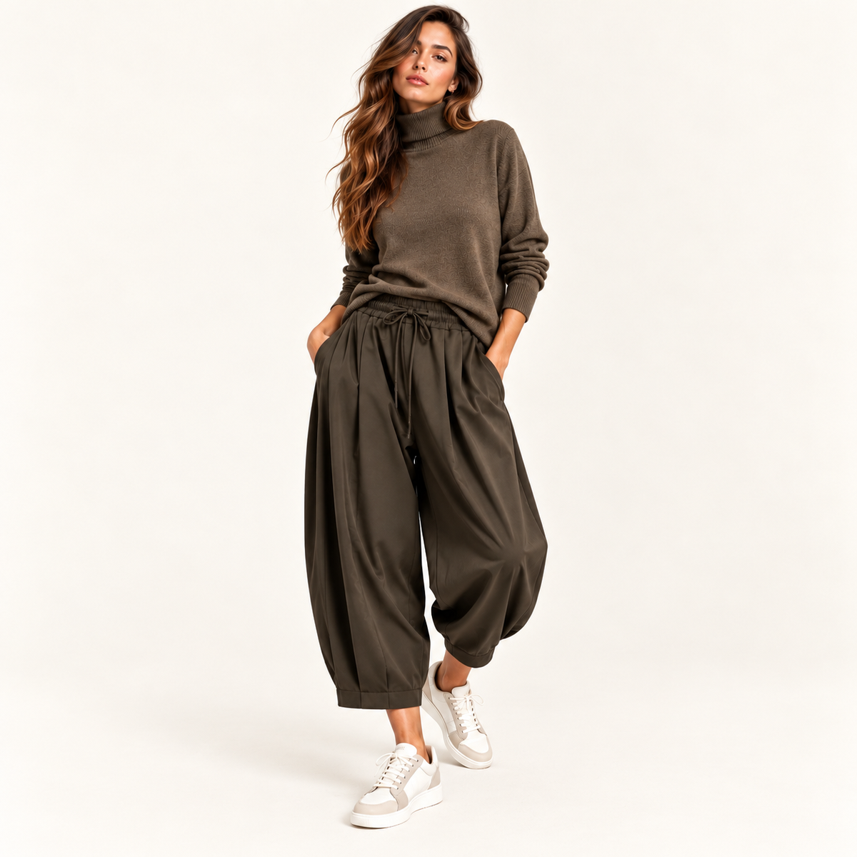 Pantaloni  Balloon a Vita Alta con Elastico e Coulisse