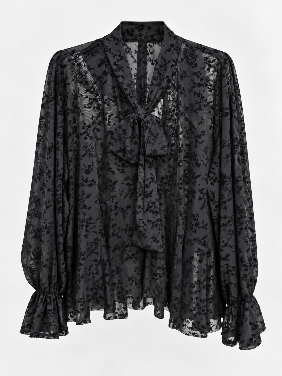 Blusa Katy Trasparente Floreale con Fiocco