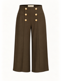 Pantaloni Victoria a Vita Alta e Bottoni Oro