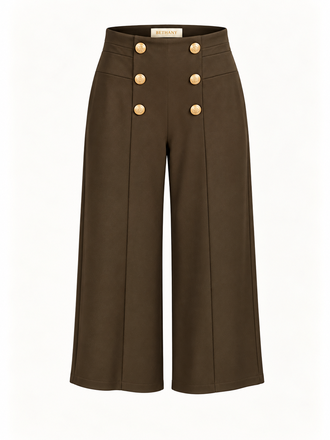 Pantaloni Victoria a Vita Alta e Bottoni Oro