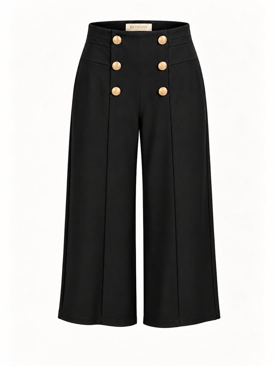 Pantaloni Victoria a Vita Alta e Bottoni Oro