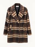 Cappotto Charlotte Oversize a Quadri Tartan Marrone e Beige con Doppiopetto