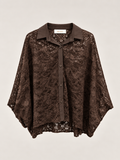 Camicia Pizzo Con Manica Arricciata