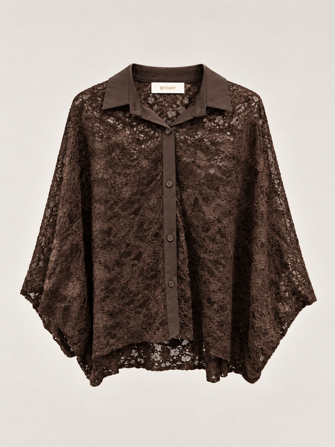 Camicia Pizzo Con Manica Arricciata