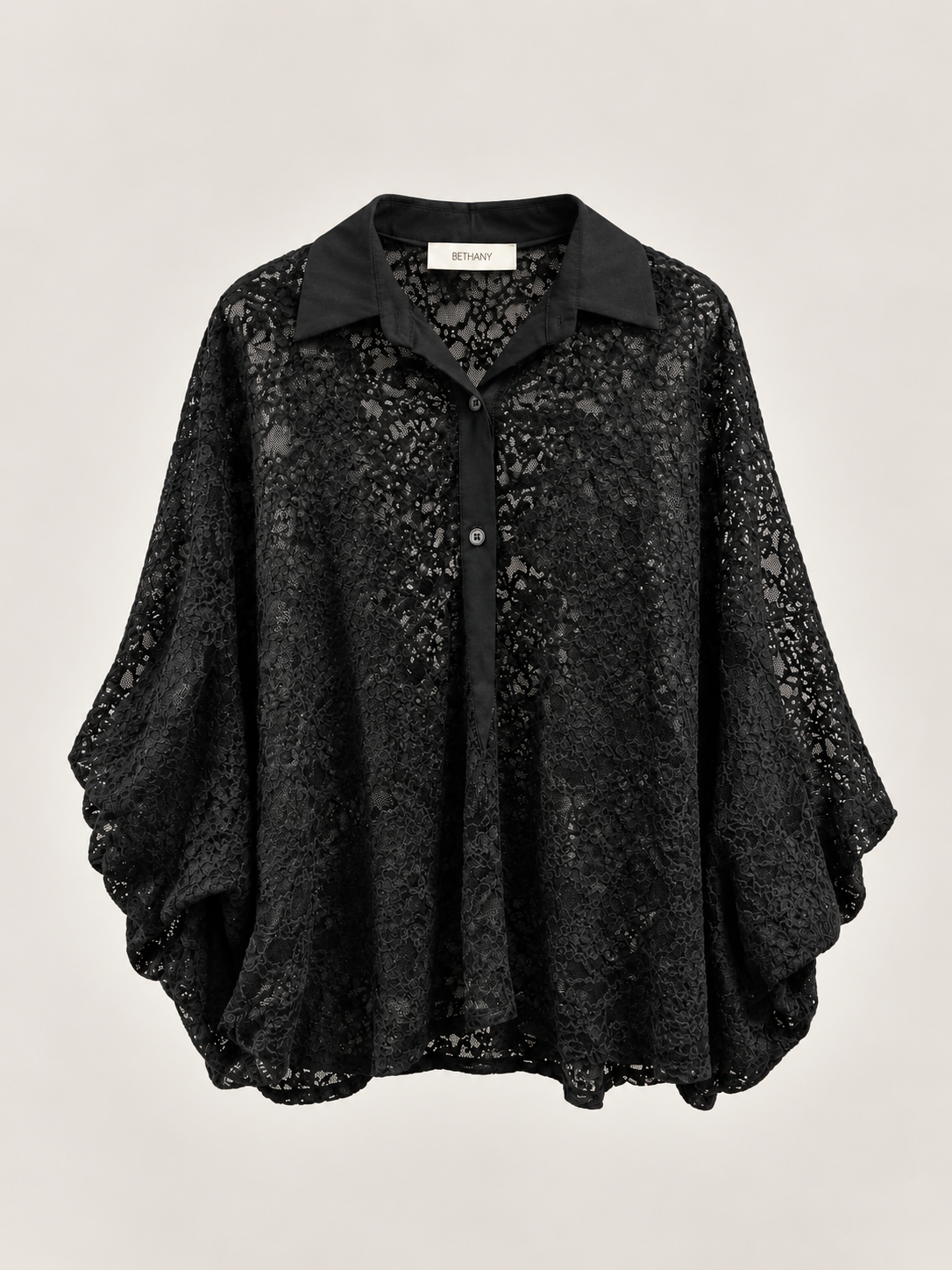 Camicia Pizzo Con Manica Arricciata