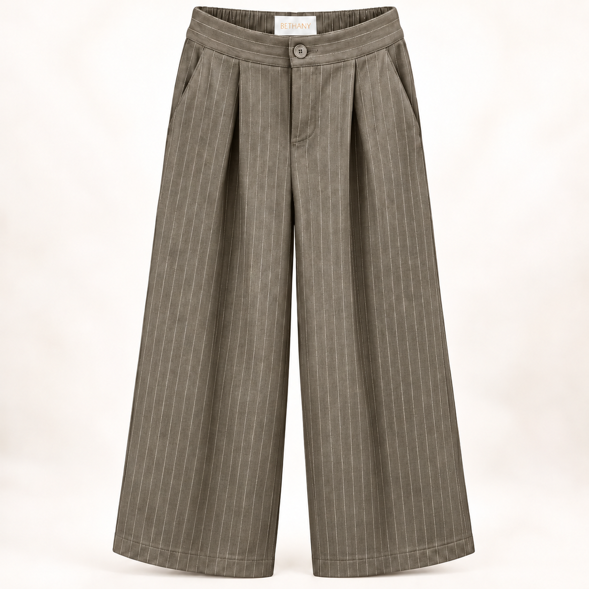 Pantalone Freja Gessato a Palazzo con Vita Alta e Pinces