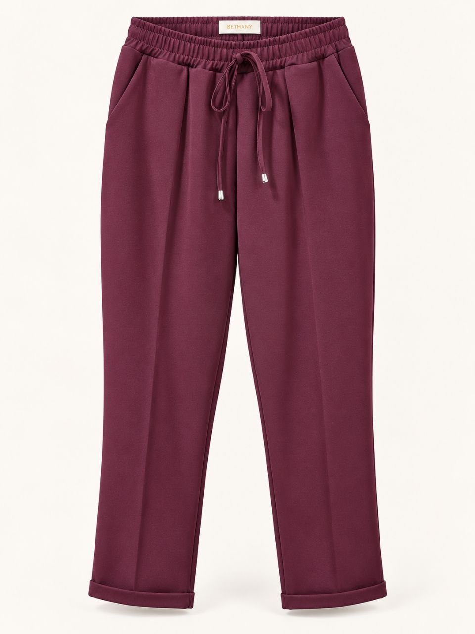 Pantalone Taya con Vita Elasticizzata, Coulisse e Risvolto – Casual Chic