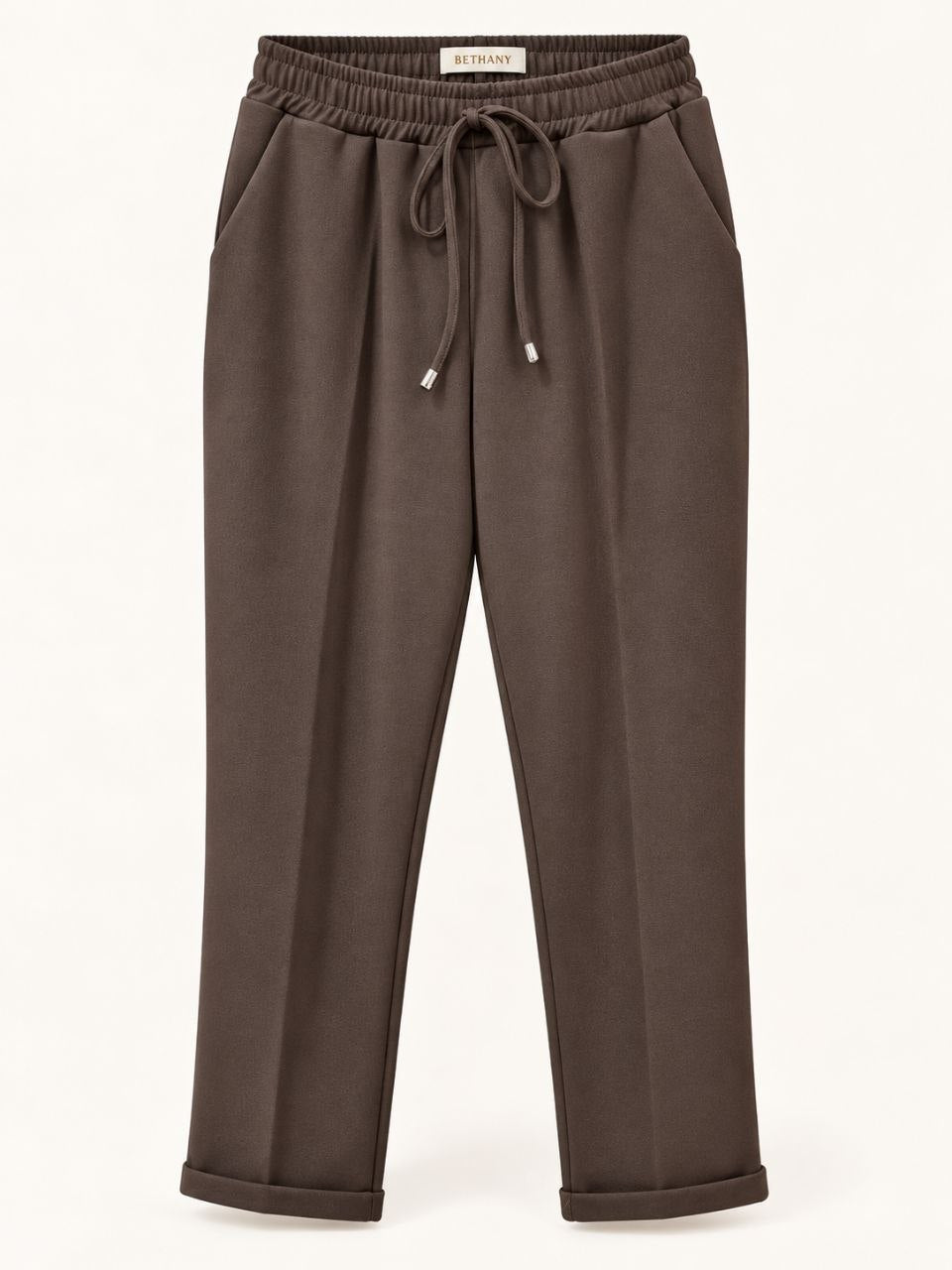 Pantalone Taya con Vita Elasticizzata, Coulisse e Risvolto – Casual Chic