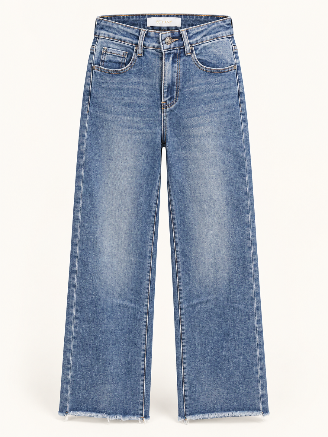 Denim Frayed Wide Leg