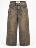 Denim Wide Leg Sveva Effetto Vintage Tabacco