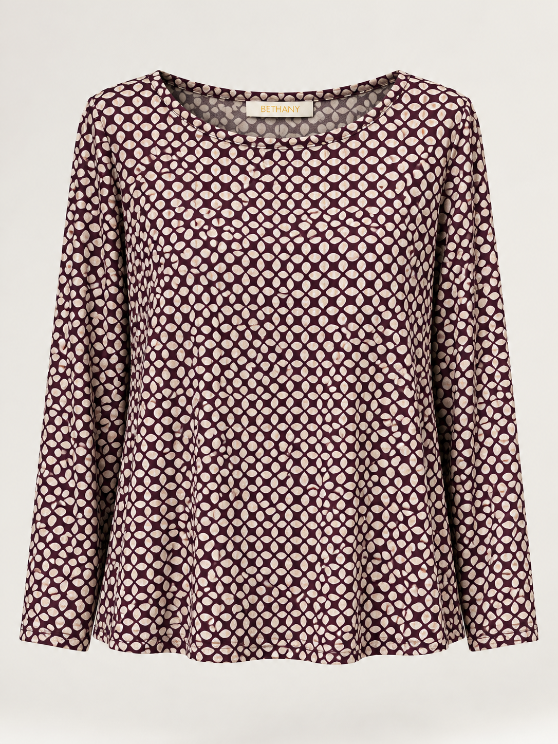 Blusa Fantasia Geometrica con Maniche Lunghe