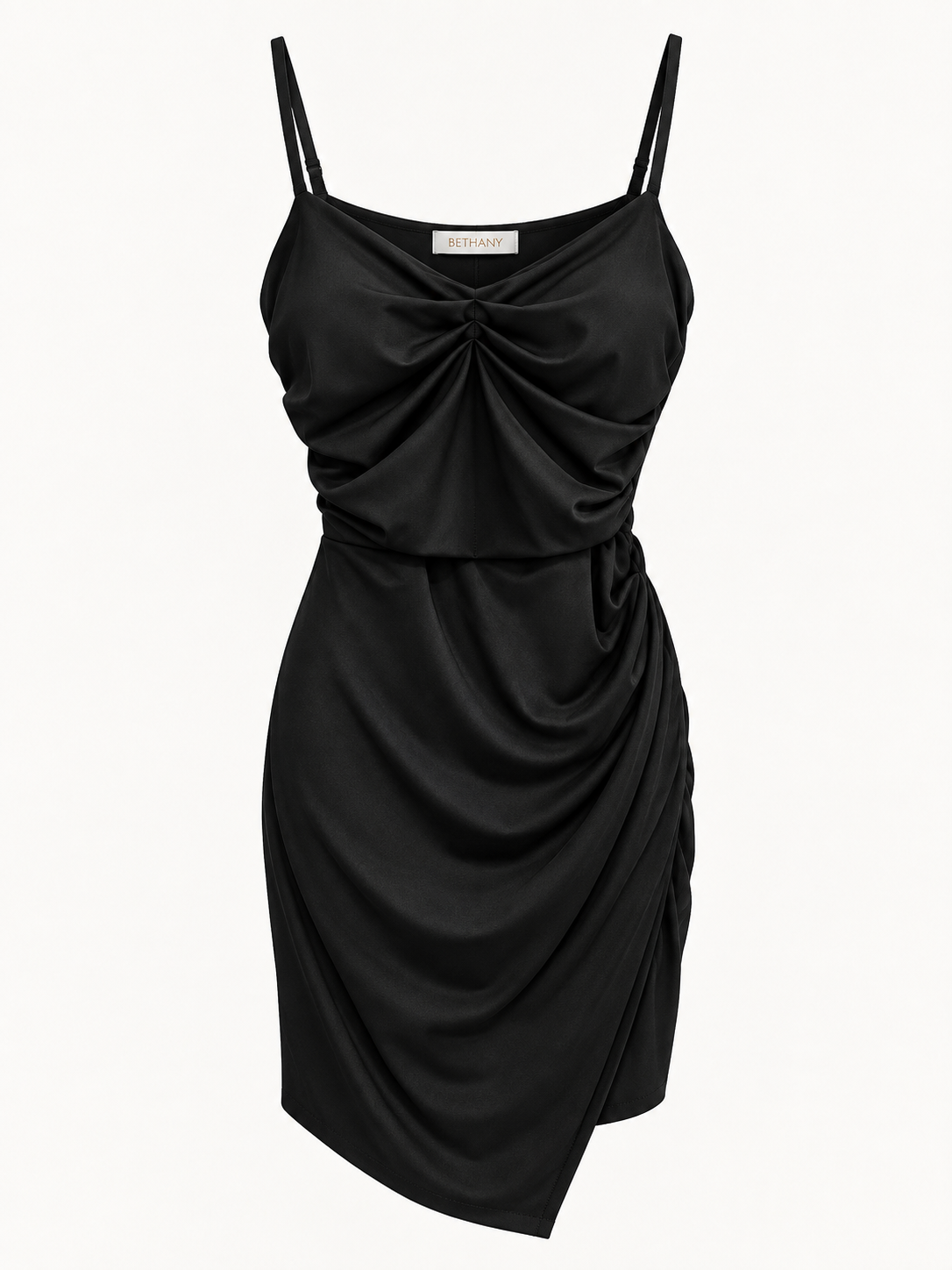 Mini Dress Drappeggiato Aveline – Mini Dress Elegante con Spalline Sottili