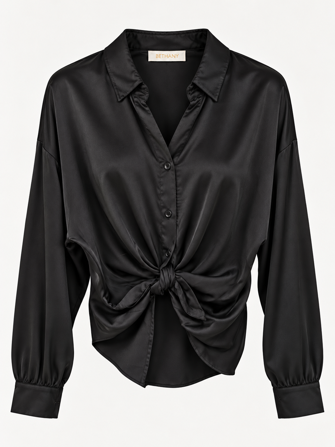 Camicia Zaira Satinata con Nodo Frontale