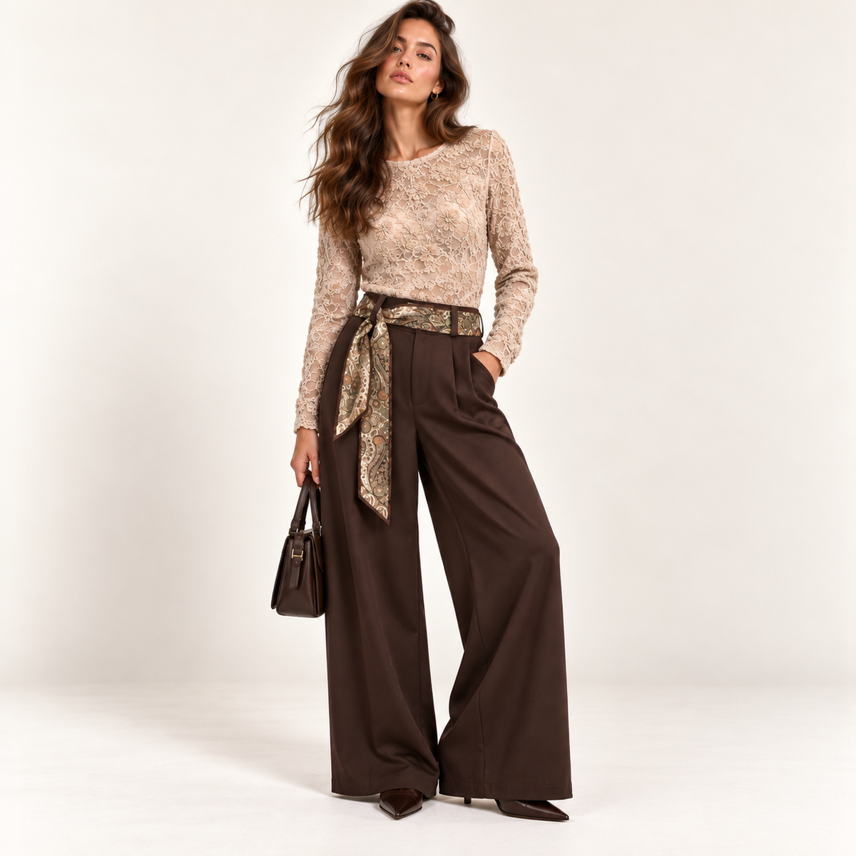 Maglia Elegance in Pizzo con Fiori in Ciniglia