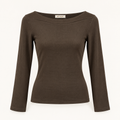 Maglia Brigitte a Costine con Scollo a Barchetta a Maniche Lunghe