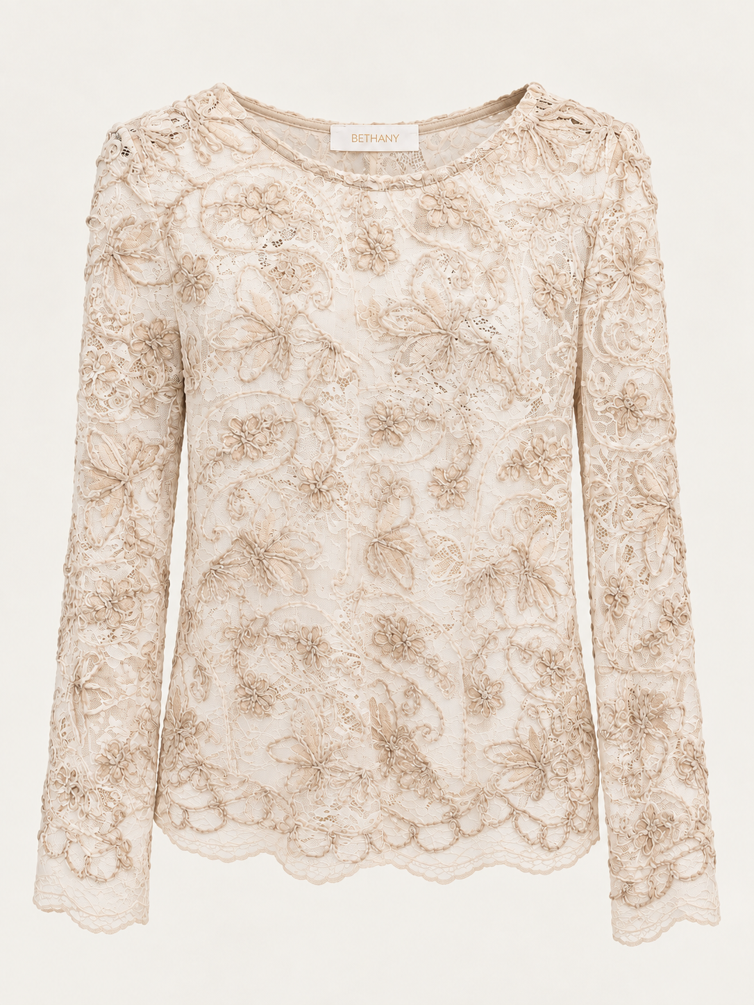 Maglia Elegance in Pizzo con Fiori in Ciniglia