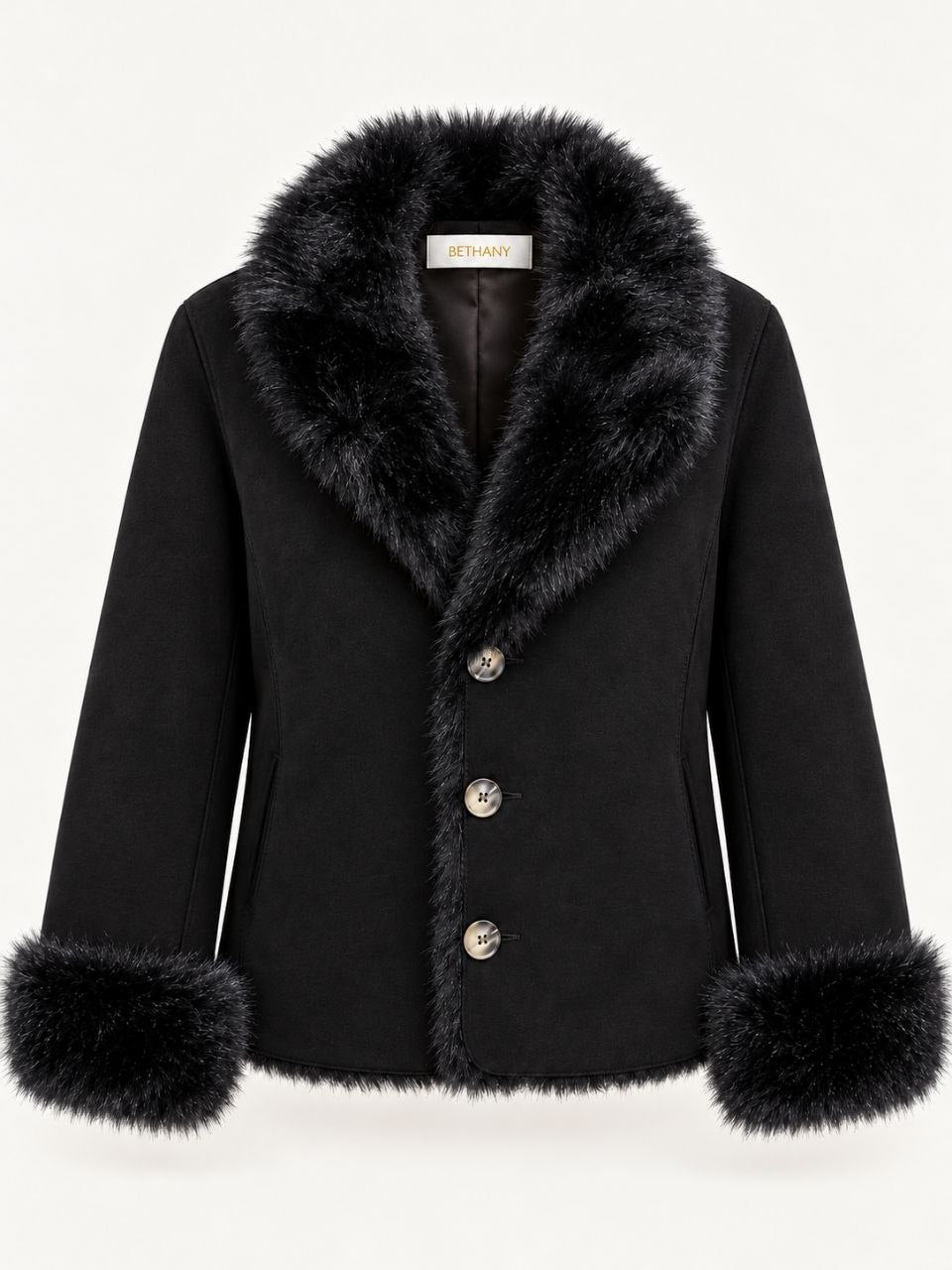 Giacca Matilde Corta in Suede Marrone con Collo e Polsini in Ecopelliccia